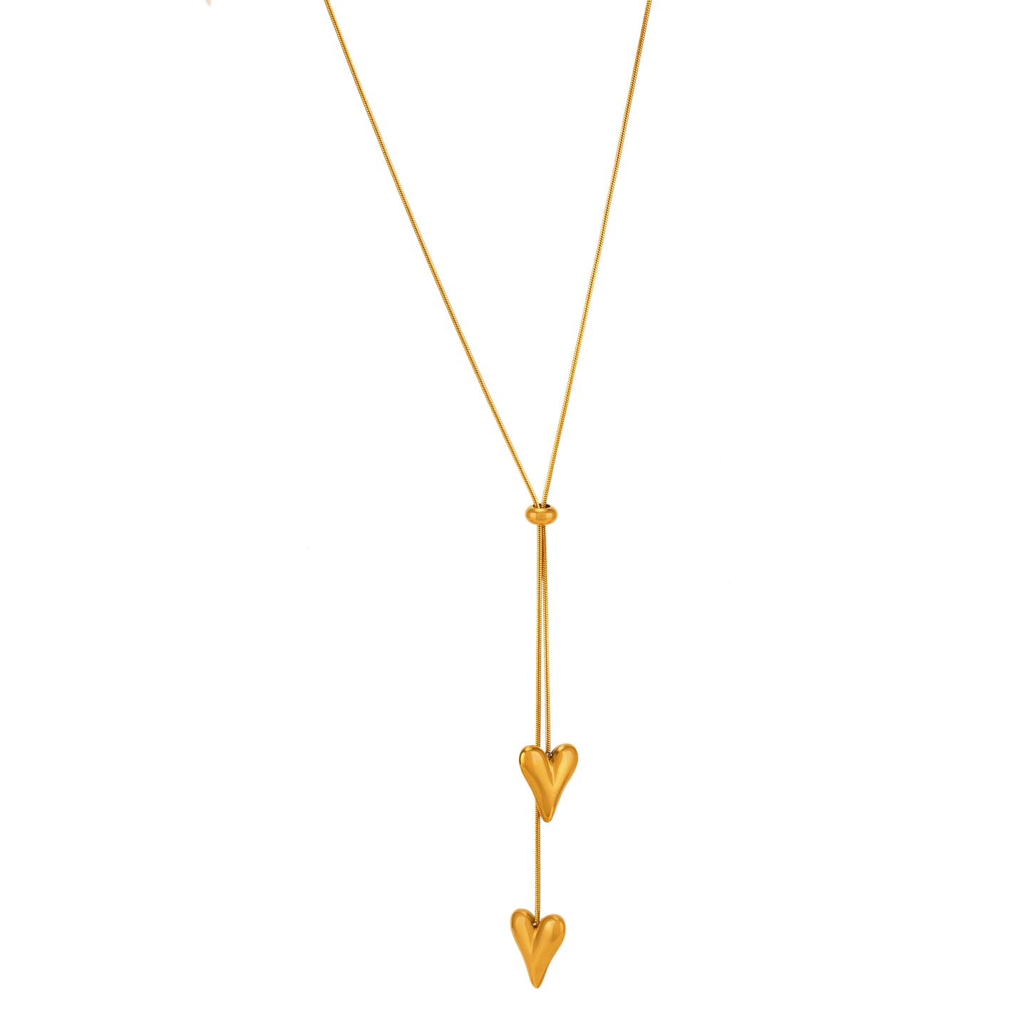 Twin Hearts Lariat Necklace