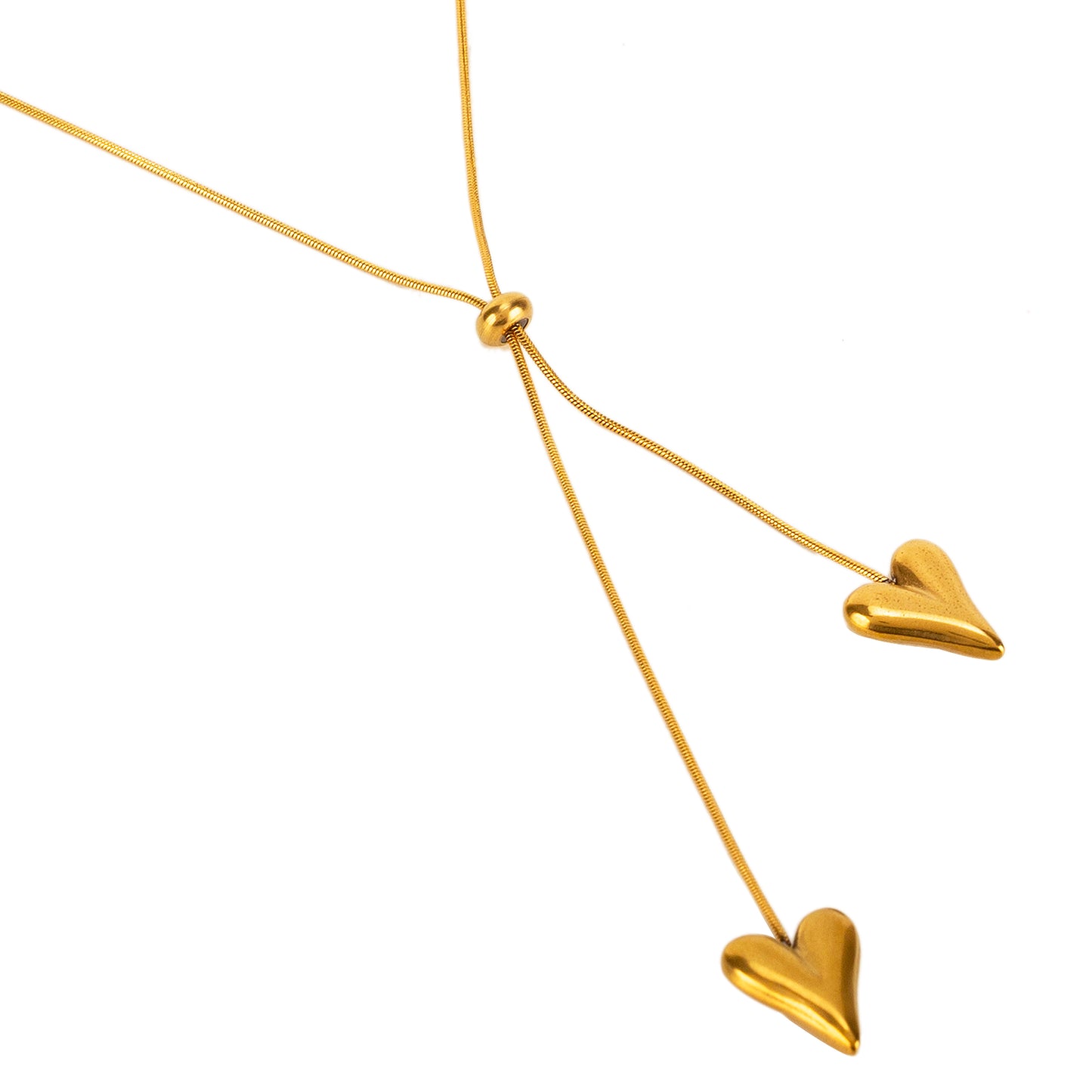 Twin Hearts Lariat Necklace