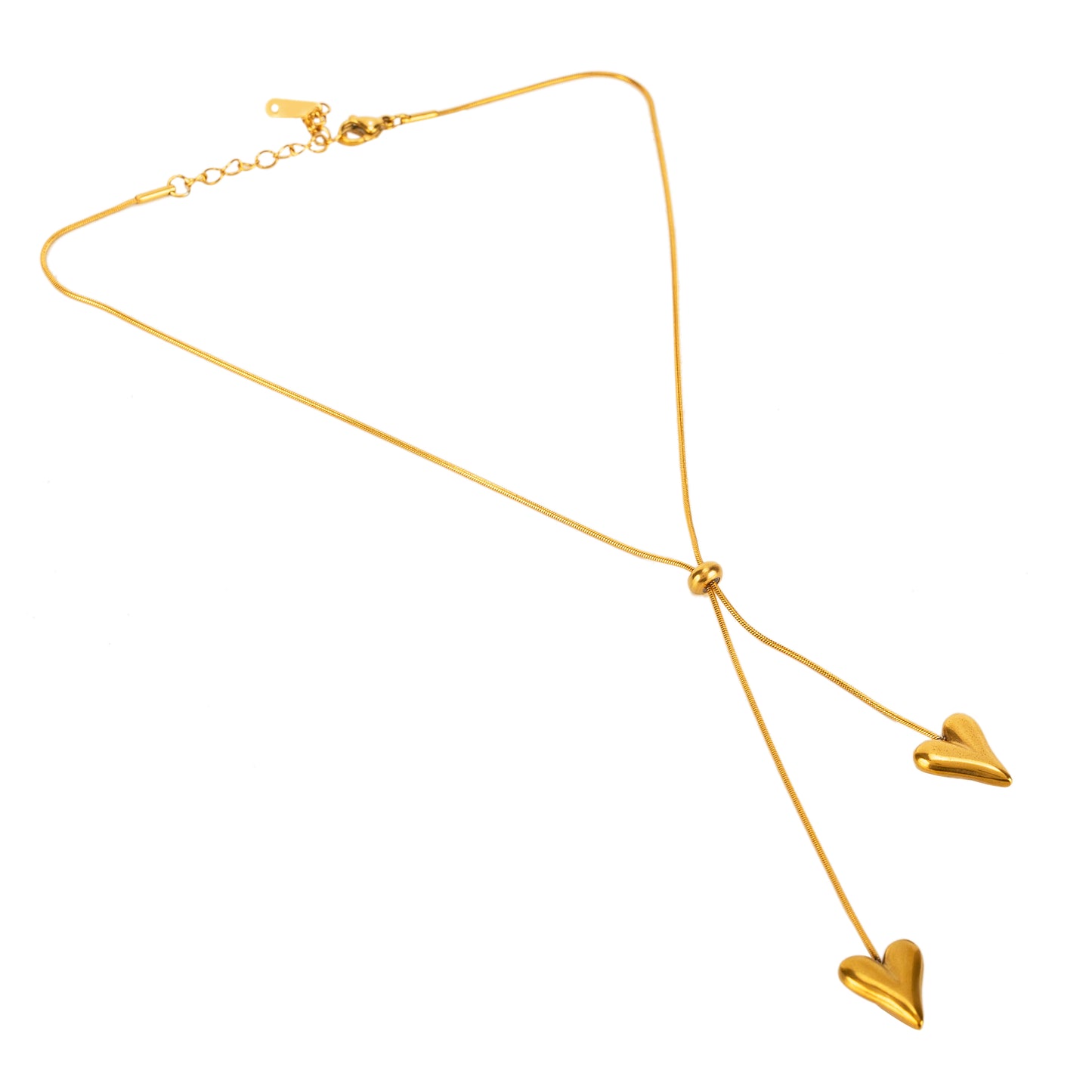 Twin Hearts Lariat Necklace