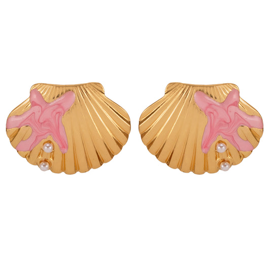 Rose Tide Sea Shell Earrings